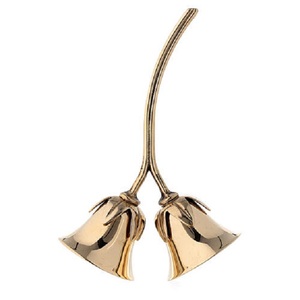 Campana de Mano Decorativa de Latón con Forma de Flor, Adorno de Dos Tonos, Estilo Tradicional, Artesanía para el Hogar, Iglesia o Escuela - Product Image 1