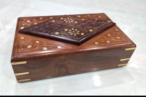 Carved Wooden Jewelry Box Inlaid <b>Storage</b> Case for Necklace and Wedding Anniversary Gift Organizer <b>Tabletop</b> - Product Image 2