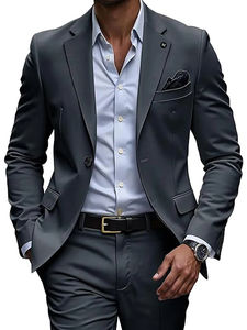 Costume homme slim fit pour mariage, bal de promo, soirée ou affaires, veste à revers cranté et pantalon, fermeture à un bouton - Product Image 4