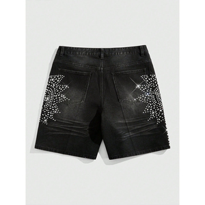 Nouvelle mode OEM à prix abordable pour hommes : Short en toile uni avec strass, style urbain, écologique, respirant, logo/couleurs personnalisables, haute qualité - Product Image 3