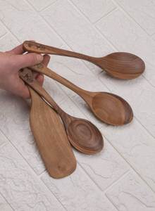 Collection d'ustensiles de service en bois faits à la main, accessoires naturels pour la cuisine et la table à manger - Product Image 5