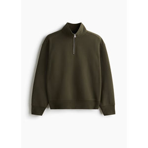 Sudadera con capucha de algodón de alta calidad para hombre, con logo personalizado, cuello redondo, media cremallera, estilo urbano, lisa, personalizable - Product Image 1