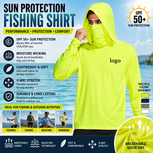 Unisex Customizable <b>Neon</b> <b>Yellow</b> Long Sleeve Fishing Shirt UPF 50 Quick Dry Solid Color Pullover <b>Top</b> 100% Polyester Outdoor - Product Image 6