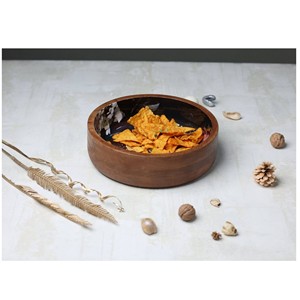 Bols de service à salade modernes en bois d'acacia jetables, vaisselle de fête, prix de gros usine - Product Image 2