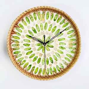 Relojes octogonales de ratán, excelente oferta, marco de reloj ecológico con incrustaciones de concha para decoración del hogar. - Product Image 4