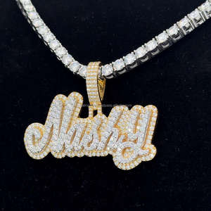 Elegante colgante de diamante chapado en oro para mujer con cadena de tenis a juego de 3mm en plata de ley con joyería de diamantes VVS moissanite - Product Image 2