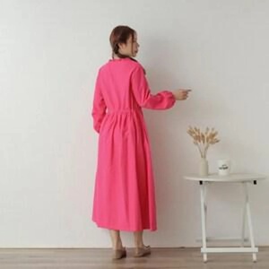 Robe en lin de haute qualité pour femmes, lin biologique, coupe ajustée, manches longues, prix de gros d'usine, cadeau pour elle - Product Image 1