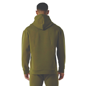 Sudadera con Capucha Verde Oliva para Hombre, Corte Ajustado, Informal, para Otoño, Tejido de Felpa Francesa, Transpirable, Color Sólido, Manga Regular - Product Image 5