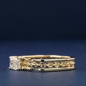 Bague classique en émeraude et diamant de laboratoire pour homme, or massif 14 carats, pierre précieuse verte d'aspect naturel, bijoux fins, alliance de mariage, cadeau - Product Image 2