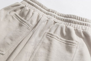 Shorts Bermuda en coton uni pour homme avec cordon de serrage à la taille, style décontracté - Product Image 4