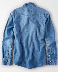 Camisa de mezclilla para hombre, estilo vintage, manga larga, algodón, con botones, tacto suave, informal, parte superior de mezclilla, dobladillo curvo, ajuste moderno y holgado, venta al por mayor - Product Image 2