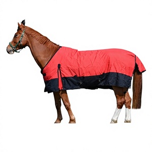 Manta para Caballo Roja y Negra de Nailon Impermeable, Lona Ecuestre para Protección del Caballo - Product Image 1