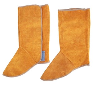 Cowhide Split Leather Flame Resistant Welding Spatters 500 Degree <b>Temperature</b> Resistance Wear Resistant Elastic Band Work Gloves - Product Image 1