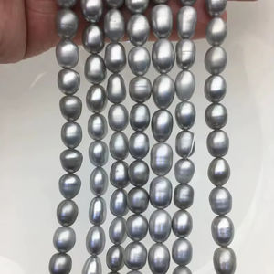 Perlas de Agua Dulce Grises de 7-10 mm Aprox. en Hilo Suelto para Fabricación de Joyería, Venta al Por Mayor, Superficie Lisa - Product Image 1
