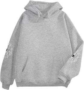 Sweat à capuche Y2K pour femme ROMEO INDUSTRY, imprimé toile d'araignée, mélange de coton, doux, confortable, respirant, décontracté, avec poches - Product Image 3