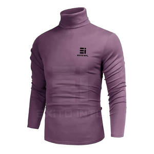 T-shirt à col roulé pour homme avec logo personnalisé, coupe ajustée, couleur unie, sous-vêtement respirant en taille adulte - Product Image 4