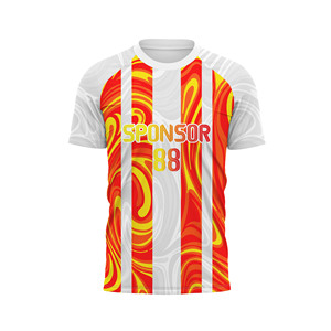 High Quality Custom Soccer Jersey <b>Fire</b> Flame Print Navy Striped Breathable Four-Way Stretch Quick Dry OEM ODM Printed Team - Product Image 3