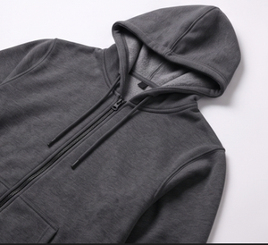 Sweat-shirt à capuche zippé pour homme en molleton de coton et polyester, manches longues, avec poignets côtelés et poches avant - Product Image 5