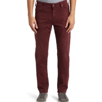 Jean en denim ample à jambe large pour homme, couleur bordeaux, style décontracté, taille mi-haute, délavage neige, hiver