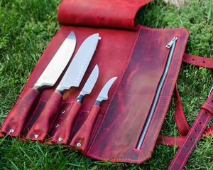 Organisateur de couteaux de chef en cuir personnalisé, protection de luxe, anti-odeur, portable, multifonction, sac de rangement culinaire, ustensiles de cuisine - Product Image 1