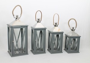 Wholesale Vintage Wooden <b>Lantern</b> Home Decor Rustic Wood <b>Candle</b> Holder Hanging Coastal Decorative Glass <b>Lanterns</b> For Home Decor - Product Image 2