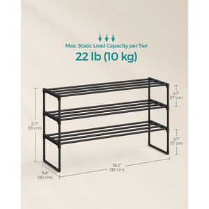 Organizador de Zapatos Metálico de 3 Niveles, Almacenamiento Vertical Invertido, Capacidad para 16-20 Pares, Apilable, 11.8 X 36.2 X 21, para Entrada - Product Image 2