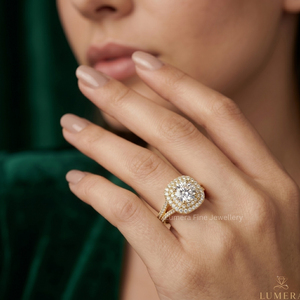 Anillo de Halo Redondo con Diamante Cultivado en Laboratorio, Corte Princesa, de Lujo, Chapado en Oro de 9K, 10K, 14K, 18K, Certificado por IGI, Regalo de Aniversario para Mujer - Product Image 6