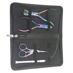 Kit de pinces pour extensions capillaires dorées, applicateur de micro-anneaux, pinces de retrait, outil à boucles pour cheveux, pince à cheveux en métal, ciseaux pour extensions de trame - Product Image 3