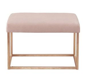 Tabouret ottoman rond classique en métal doré avec tissu noir moelleux et pieds en acier inoxydable – Accessoire de décoration intérieure - Product Image 3