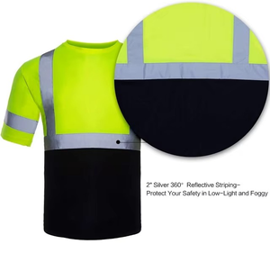 Camiseta de seguridad reflectante de alta visibilidad para hombre, poliéster de secado rápido, alta visibilidad, clase 2, tipo R, ropa de trabajo con logotipo personalizado - Product Image 2