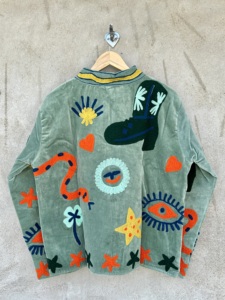 Veste d'hiver pour femmes grande taille, motif floral bohème, broderie à la main, velours, rembourrage en coton, décoration vintage écologique - Product Image 2