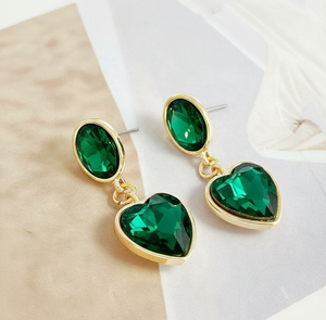 ต่างหูรูปไข่และหัวใจสีเขียวไฮโดร ดีไซน์หรูหรา ขายดีอันดับต้นๆ ทำจากเงินแท้ 925 ชุบทอง 18K เหมาะสำหรับงานแต่งงาน - Product Image 2