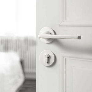 <strong>French</strong> Minimalist Bedroom Door <strong>Lock</strong> White Aluminum Alloy Door Handle Silent <strong>Lock</strong> - Product Image 2