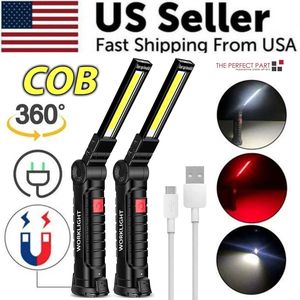 Lámpara de linterna mecánica brillante de luz de trabajo COB LED recargable con base magnética para el trabajo - Product Image 2