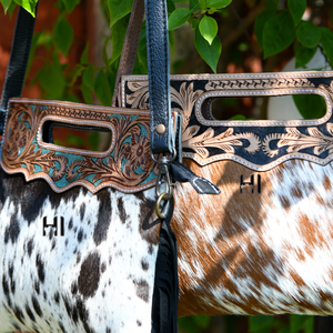 Bolso bandolera de cuero bohemio estilo western con pelo de vaca - Product Image 6