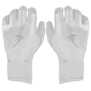 Bear Series Long Cuff Batting Gloves-Whiteout Professional Baseball Batting Gloves Premium Split 100%Cabretta Leather BRUCE-BOLT - Product Image 1