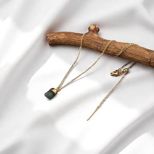 Collier avec pendentif en pierre de naissance émeraude, pierre précieuse naturelle de 8 à 10 mm |   Collier chaîne de 18 pouces pour femmes - Product Image 4