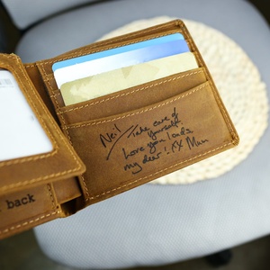 Portefeuille en cuir pour homme personnalisable, style vintage, style professionnel, 9 emplacements pour cartes, fermeture ouverte, mature, imperméable, couleur personnalisée - Product Image 4