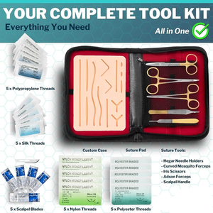 Kit de Sutura Quirúrgica de 24 Piezas, Manual, Reutilizable, de Acero Inoxidable de Grado Médico, para Estudiantes de Medicina y Enfermeras, Autoclavable - Product Image 5
