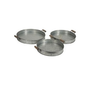 Steel Galvanized Metal Oval Serving Tray <b>Set</b> Of 2 Vintage Style <b>Nesting</b> Tray For Ottoman <b>Coffee</b> <b>Table</b> Display Trays - Product Image 3