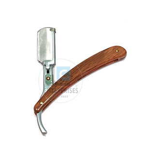 Lightweight Solid Color Premium Quality Anti-Slip <b>Straight</b> Shaving <b>Razors</b> with Wood Handle and Stainless Steel Blades - Product Image 5