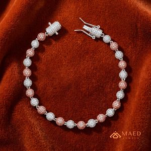 Rose Gold Plated Beaded Moissanite Hip Hop Chain Link Bracelet for <b>Men</b> and Women Party Gift Premium Quality - Product Image 3