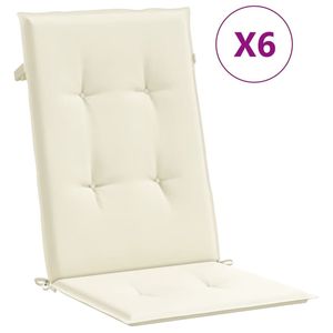 6 Pcs Crème Jardin Highback Chaise Coussins 47.2 "x 19.7" x 1.2 "Extérieur Tissu Oreillers et Coussins - Product Image 2