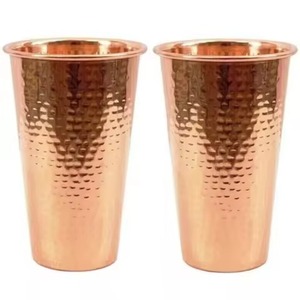 Ensemble de verres à boire en cuivre pur martelé de qualité supérieure, lot de 2 verres à eau, écologiques, cadeau de mariage, articles de cuisine, articles de bar, prix abordable - Product Image 5