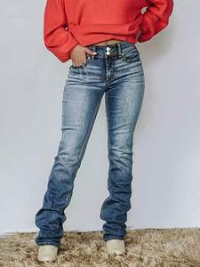 Pantalones de Verano de Pana Elástica y Transpirable con Cintura Elástica para Mujer, Jeans de Alta Calidad, Estilo Casual Holgado Personalizado - Product Image 2