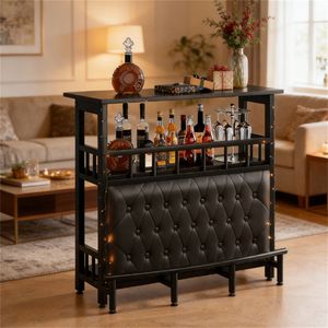 Home <b>Bar</b> <b>Table</b> with Storage Dining <b>Table</b> and <b>Bar</b> Cabinets for Kitchens and Dining Areas - Product Image 1