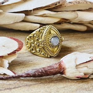 Premium Look Moonstone Brass <b>Ring</b> 18k <b>Gold</b> Plated <b>Cocktail</b> <b>Ring</b> Filigree Vintage Texture Statement <b>Ring</b> Wholesale Handmade <b>Ring</b> - Product Image 3