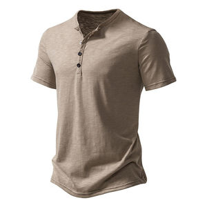 Camiseta de Moda Masculina Personalizada 100% Algodón, Estilo Clásico Waffle con Cuello de Botones - Product Image 4