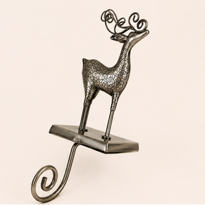 Wholesale Elegant Silver Swirl Reindeer Christmas <b>Stocking</b> <b>Holder</b> Weighted Long Arm Metal Hanger For Fireplace Mantel & Holiday - Product Image 3