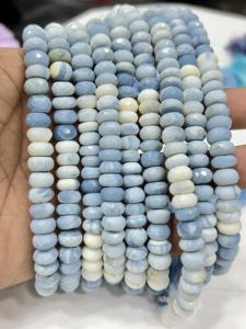 Collar de Cuentas de Piedras Preciosas, Ópalo Azul Natural AAA, Cuentas Facetadas en Forma de Rondelle de 8 mm, Hilo de 8 Pulgadas - Product Image 5